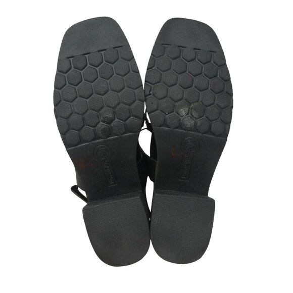 L'Amour Des Pieds Quennell Black Leather Open Square Toe Block Heel Sandals - Picture 10 of 13